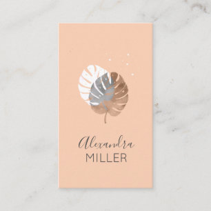Modern event planner minimalistic tropical leaves business card