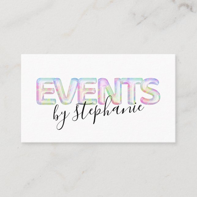 Modern Events Party Planner Business Card (Front)