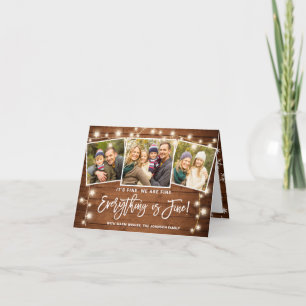 Modern Everything is Fine Christmas 3 Photo Holiday Card