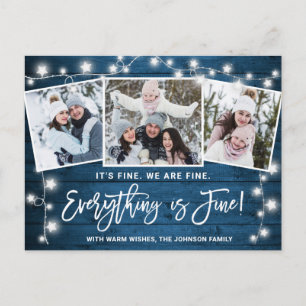 Modern Everything is Fine Christmas 3 Photo Postcard