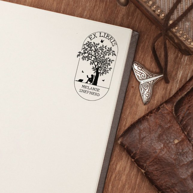 Modern Ex Libris Tree, Book  Rubber Stamp (Creator Uploaded)