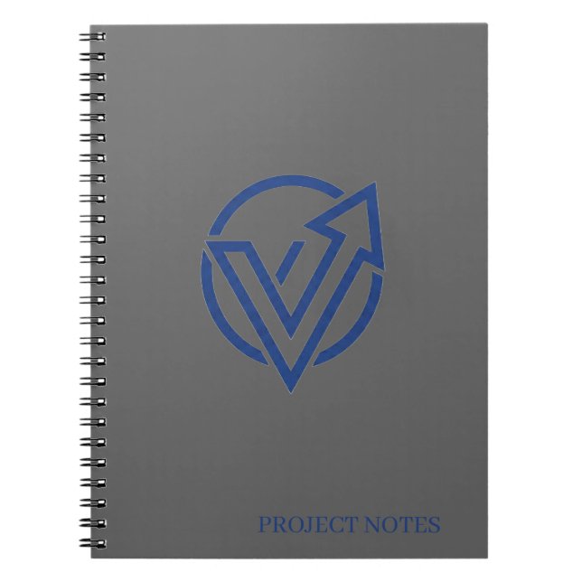 Modern Executive Charcoal Grey Notebook Cobalt  (Front)