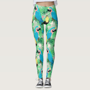 Modern Exotic Birds & Foliage Tropical Design Leggings