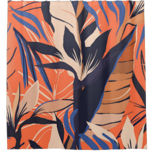 Modern exotic jungle plants illustration pattern. 