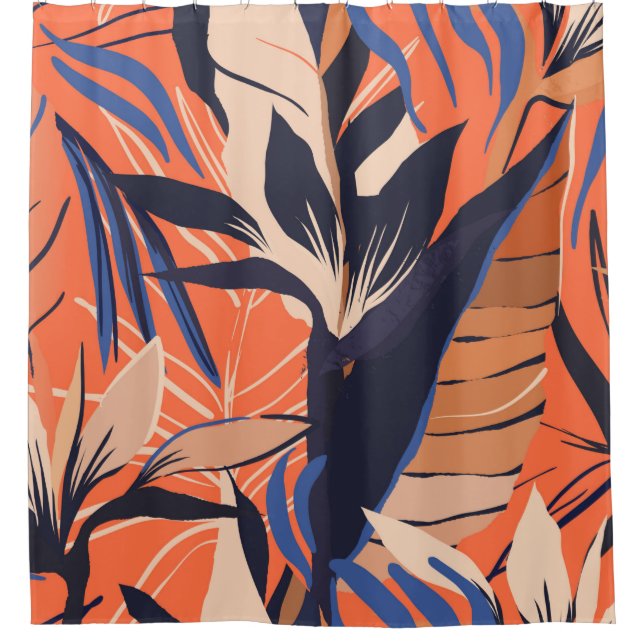 Modern exotic jungle plants illustration pattern.  (Front)