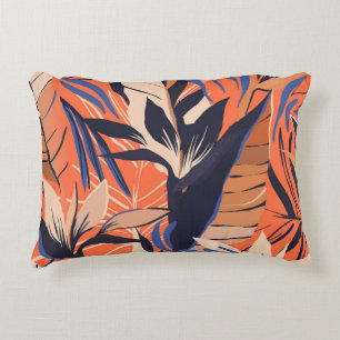 Modern exotic jungle plants illustration pattern.  accent pillow
