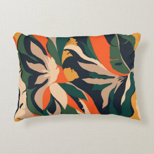Modern exotic jungle plants illustration pattern.  accent pillow