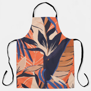 Modern exotic jungle plants illustration pattern. apron