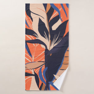 Modern exotic jungle plants illustration pattern.  bath towel