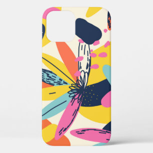 Modern exotic jungle plants illustration pattern. iPhone 12 Case