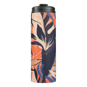 Modern exotic jungle plants illustration pattern.  thermal tumbler