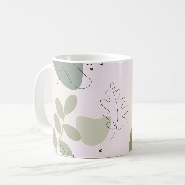 Modern Exotic Leaves Pattern Coffee Mug (Front Left)