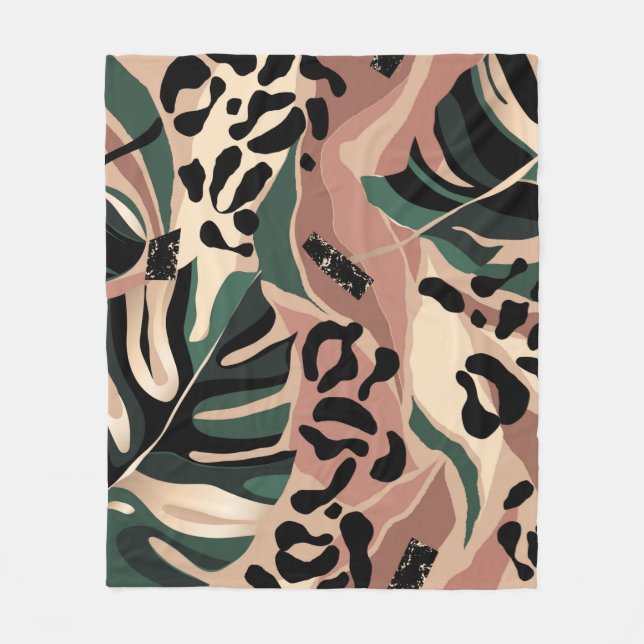 Modern exotic pattern with leopard skin. Creative  Fleece Blanket (Front)
