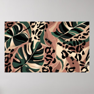Modern exotic pattern with leopard skin. Creative  Poster