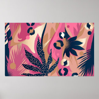 Modern exotic pattern with leopard skin. Creative  Poster