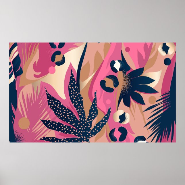 Modern exotic pattern with leopard skin. Creative  Poster (Front)