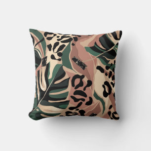 Modern exotic pattern with leopard skin. Creative  Throw Pillow