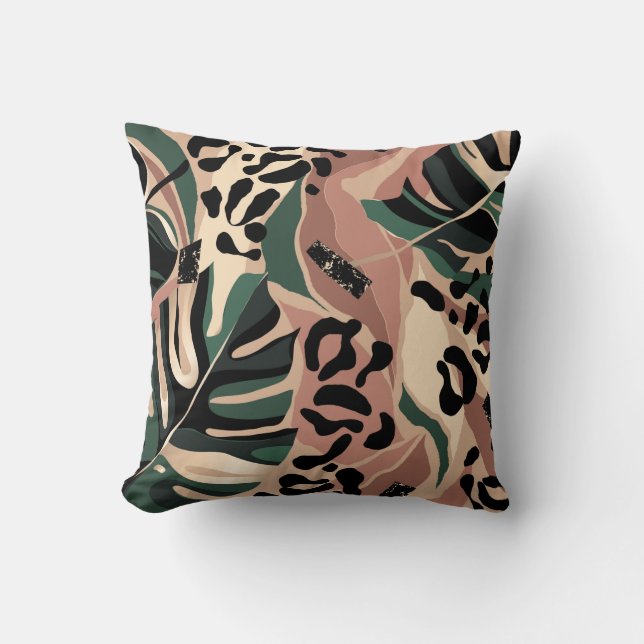 Modern exotic pattern with leopard skin. Creative  Throw Pillow (Front)