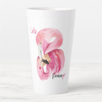 Modern Exotic Pink Let's Flamingo Watercolor