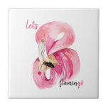 Modern Exotic Pink Let's Flamingo Watercolor  Tile<br><div class="desc">Modern Exotic Pink Let's Flamingo Watercolor</div>