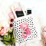 Modern Exotic Pink Watercolor Flamingo & Dots Tote Bag<br><div class="desc">Modern Exotic Pink Watercolor Flamingo & Dots</div>