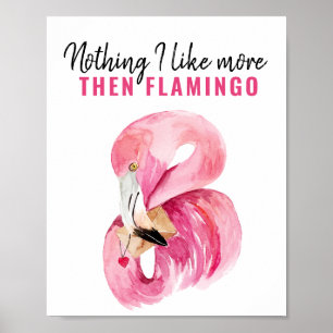Modern Exotic Pink Watercolor Flamingo Gift Poster