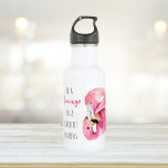 Modern Exotic Pink Watercolor Flamingo With Quote 532 Ml Water Bottle<br><div class="desc">Modern Minimal Green And White Hello And You Name</div>
