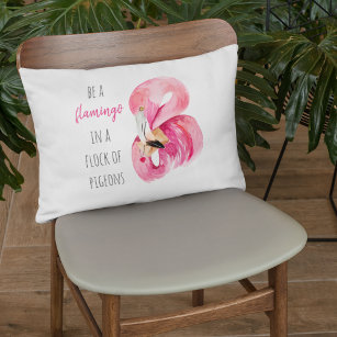 Modern Exotic Pink Watercolor Flamingo With Quote Accent Pillow