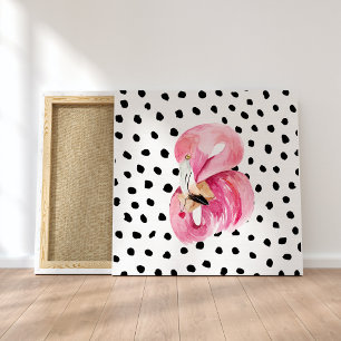 Modern Exotic Pink Watercolor Flamingo With Quote Canvas Print
