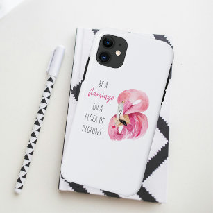 Modern Exotic Pink Watercolor Flamingo With Quote iPhone 15 Mini Case