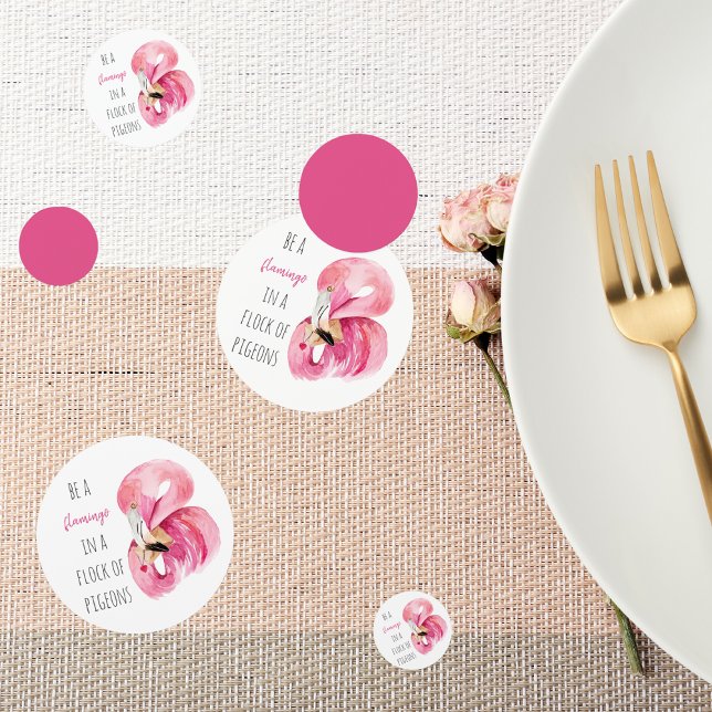 Modern Exotic Pink Watercolor Flamingo With Quote Confetti (Creator Uploaded)