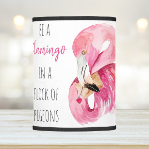 Modern Exotic Pink Watercolor Flamingo With Quote Lamp Shade