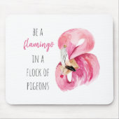 Modern Exotic Pink Watercolor Flamingo With Quote Mouse Pad (Front)