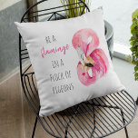 Modern Exotic Pink Watercolor Flamingo With Quote Outdoor Pillow<br><div class="desc">Modern Exotic Pink Watercolor Flamingo With Quote</div>