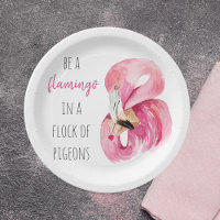 Modern Exotic Pink Watercolor Flamingo With Quote