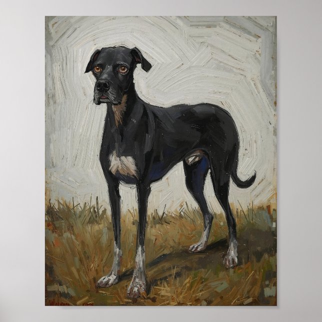  Modern Expressionist Dog Art Poster (Devant)