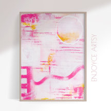 Modern expressive pink abstract painting wall art
