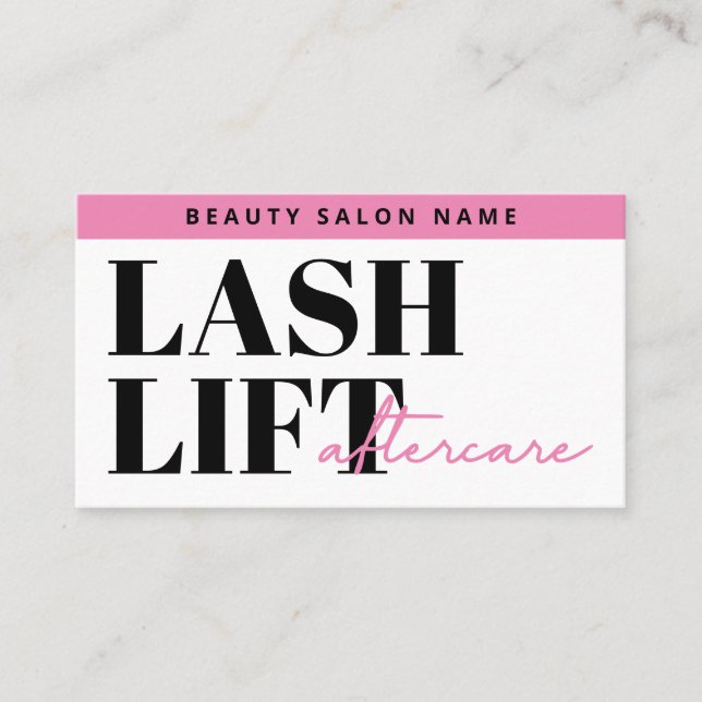 Modern Eyelash Extensions Lash Lift Aftercare Business Card (Front)