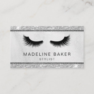 Modern Eyelashes Makeup Silver Glitter Lashes Lash Business Card