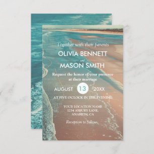 Modern Fade Tropical Beach Sea Wedding Card