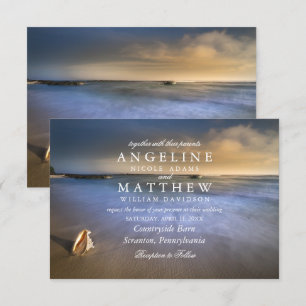 Modern Fade Tropical Beach Sea Wedding Card