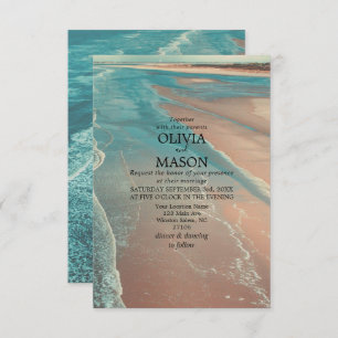 Modern Fade Tropical Beach Sea Wedding Card