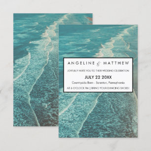 Modern Fade Tropical Beach Sea Wedding Card