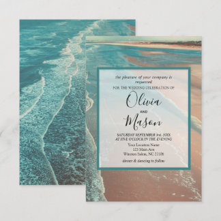 Modern Fade Tropical Beach Sea Wedding Card