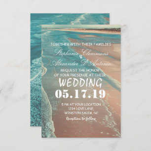 Modern Fade Tropical Beach Sea Wedding Card