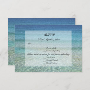 Modern Fade Tropical Beach Sea Wedding RSVP Invitation