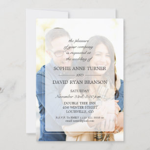 Modern Faded Photo Geometric Wedding Invitation