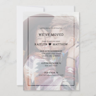 Modern Faded Photo Minimalist Newlywed New Address Announcement