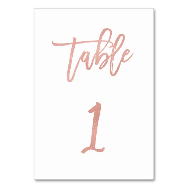 Modern Fairytale Rose Gold Wedding Table Number 1 (Front)