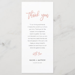 Modern Fairytale Rose Gold Wedding Thank You Card